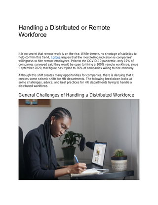 Handling a Distributed or Remote Workforce