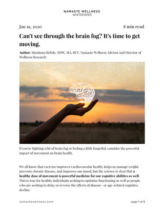 Can't see through the brain fog? It's time to get moving.