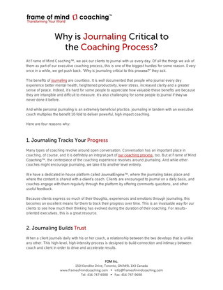 Why is Journaling Critical to the Coaching Process?