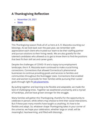  Thanksgiving Reflection