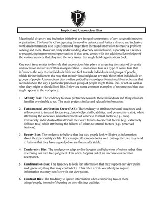 Implicit and Unconscious Bias