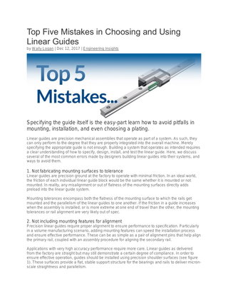 Top Five Mistakes in Choosing and Using Linear Guides