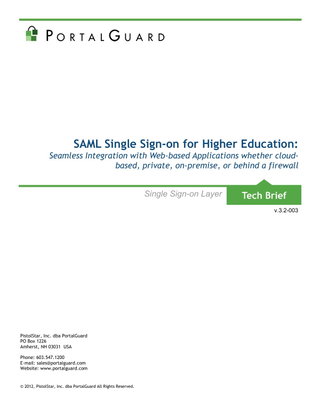 SAML Single Sign-on for Higher Education 