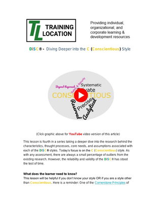 DiSC® -  Diving Deeper into the C (Conscientious) Style