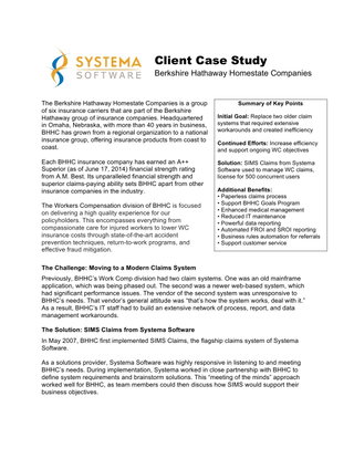 Updated Client Case Study: Berkshire Hathaway Homestate Companies