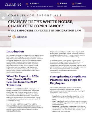 Changes in the White House, Changes in Compliance? What Employers can expect in Immigration Law
