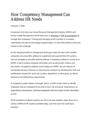 How Competency Management Can Address HR Needs