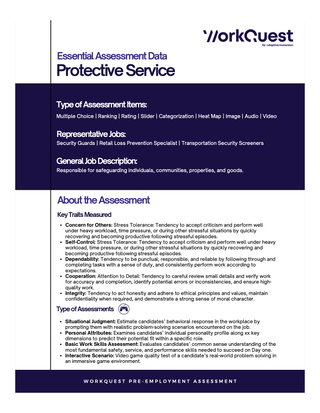 Protective Services Industry Safety Assessment