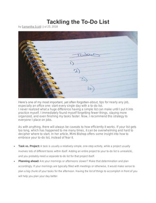 Tackling the To-Do List