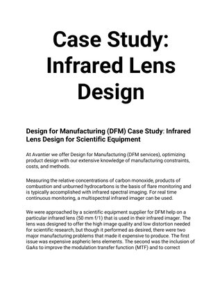 Case Study: Infrared Lens Design