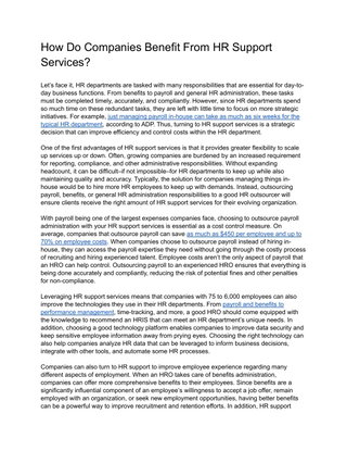 How Do Companies Benefit From HR Support Services?