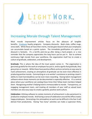 Increasing Morale through Talent Management