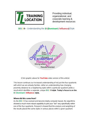 DiSC® -  Understanding the Di (Dominant / Influence) Style