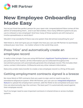 New Employee Onboarding Made Easy