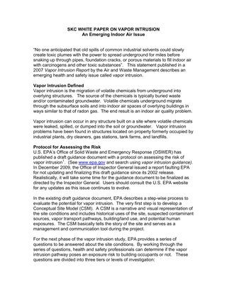Vapor Intrusion: An Emerging Indoor Air Issue