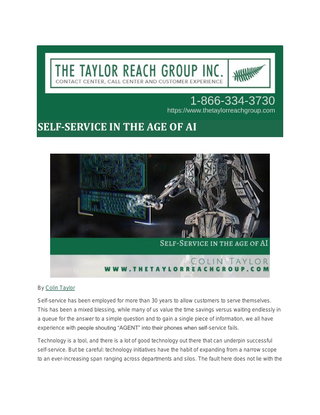 SELF-SERVICE IN THE AGE OF AI