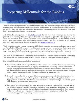 Preparing Millennials for the Exodus