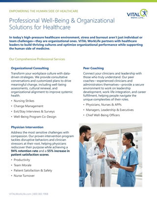 Professional Well-Being & Organizational Solutions for Healthcare