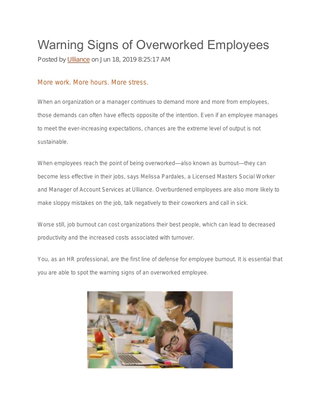 Warning Signs of Overworked Employees
