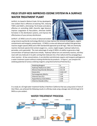Field Study-ROS Improve Ozone System in Water Treatment Plant