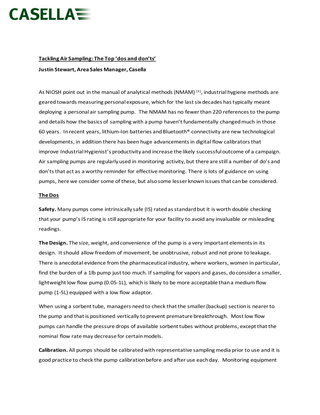 Do's and Don't's of Air Sampling