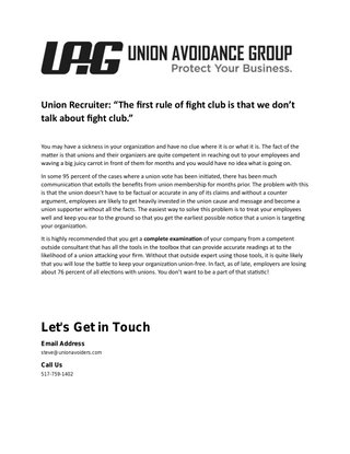 Union recruiter: “The first rule of fight club is that we don’t talk about fight club.”