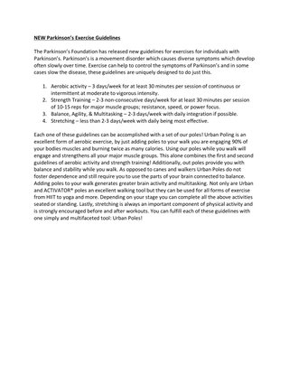 NEW Parkinson’s Exercise Guidelines