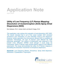Utility of Low Frequency (LF) Raman Mapping: Dissolution of Acetaminophen (ACE) Spray Dried Dispersions (SDD)