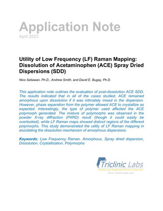 Utility of Low Frequency (LF) Raman Mapping: Dissolution of Acetaminophen (ACE) Spray Dried Dispersions (SDD)