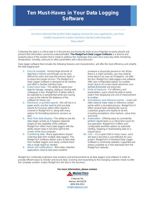 Ten Must Haves in Your Data Logging Software