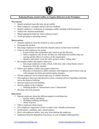Reducing Drama, Social Conflict, & Negative Behaviors in the Workplace
