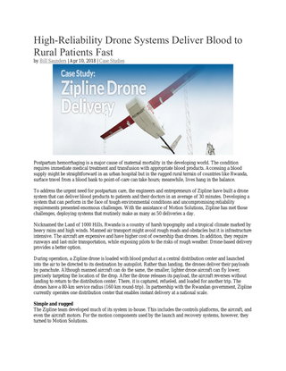 High-Reliability Drone Systems Deliver Blood to Rural Patients Fast