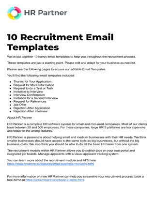 10 Recruitment Email Templates