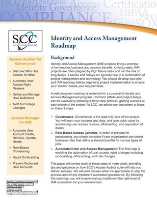 Identity and Access Management Roadmap