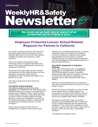 CA School Appearance Leave for Parents