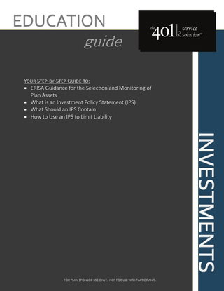 Investment Education Guide - Obligations of an Investment Fiduciary