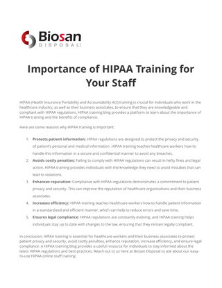 Importance of HIPAA Training for Your Staff