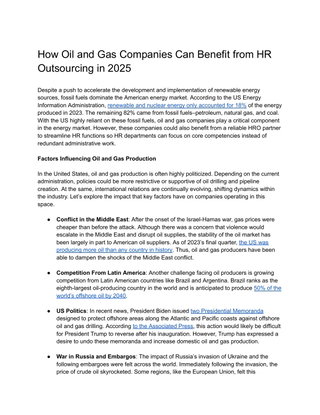 How Oil and Gas Companies Can Benefit from HR Outsourcing in 2025