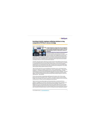 Investing in holistic employee wellbeing solutions is a key component of FCP Euro’s success strategy