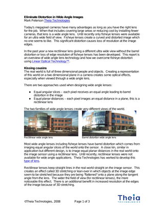 Distortion correction in ultra wide angle lenses