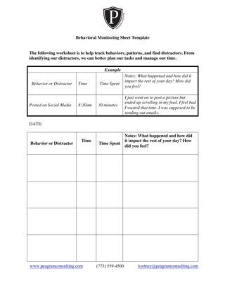 Behavioral Monitoring Sheets