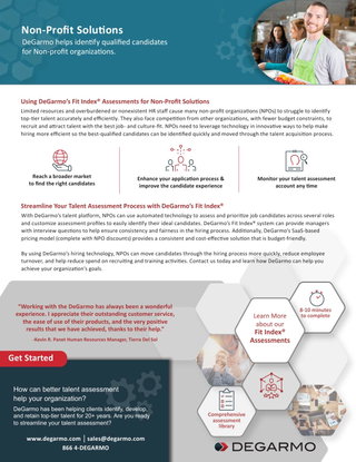 Using DeGarmo’s Fit Index® Assessments for Non-Profit Solutions