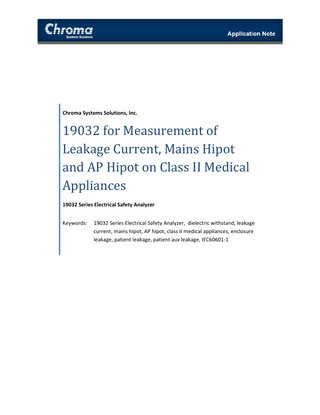 Measurement of Leakage Current