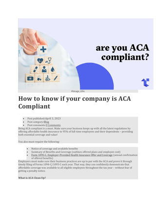 How to know if your company is ACA Compliant