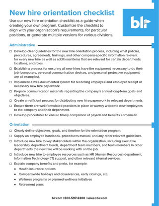 New Hire Orientation Checklist