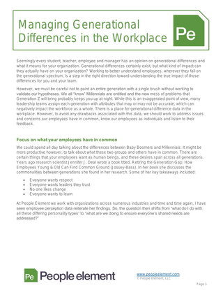 Managing Generational Differences in the Workplace