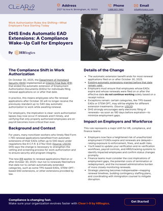 DHS Ends Automatic EAD Extensions: A Compliance Wake-Up Call for Employers