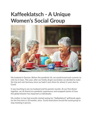 Kaffeeklatsch - A Unique Women’s Social Group