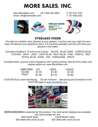 More Sales Eyeglass Visors