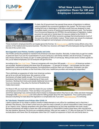 What New Leave, Stimulus Legislation Mean for HR and Employee Communications